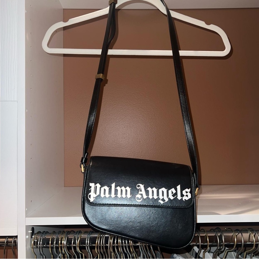 Palm Angels Black Leather Shoulder Bag